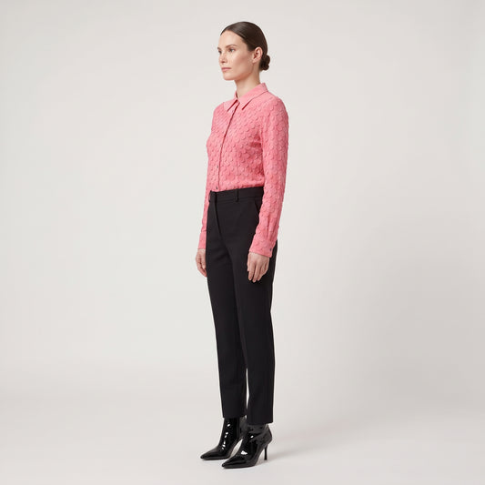 Textured Point Collar Blouse