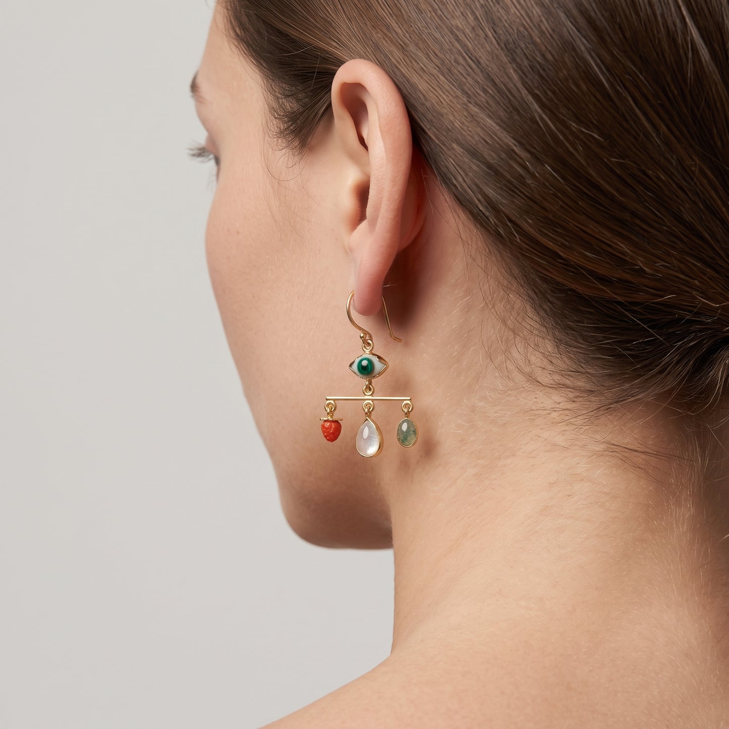 Asymmetric Multi-Charm Drop Earrings