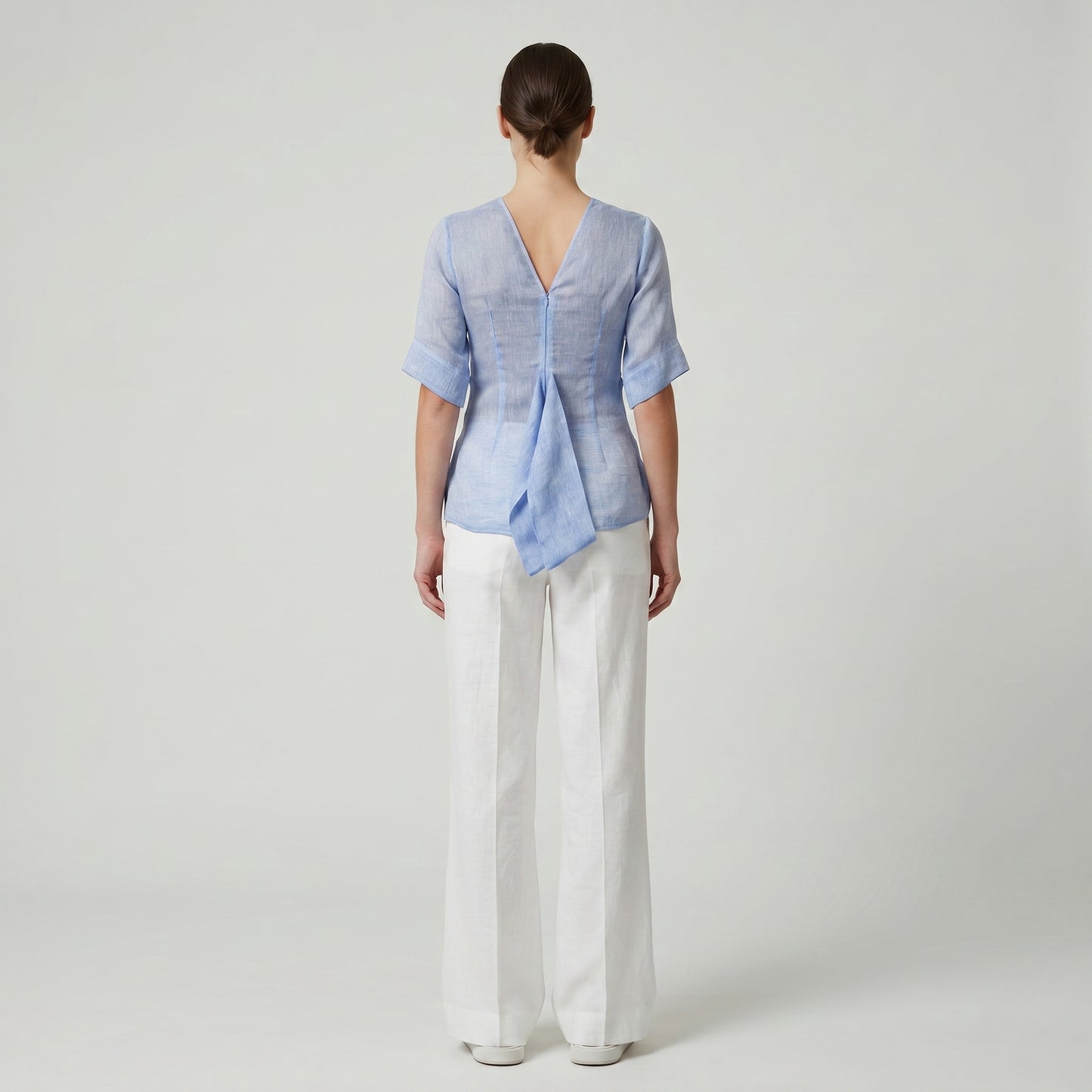Draped Linen Statement Blouse