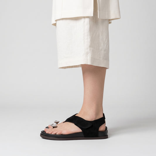 Crystal Embellished Suede Sandals