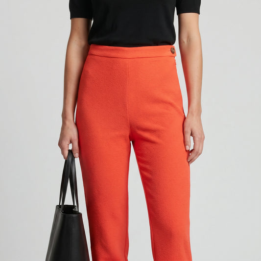 Tailored Textured Coral Trousers