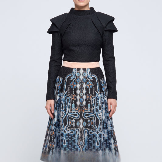 Embroidered Geometric Circle Skirt
