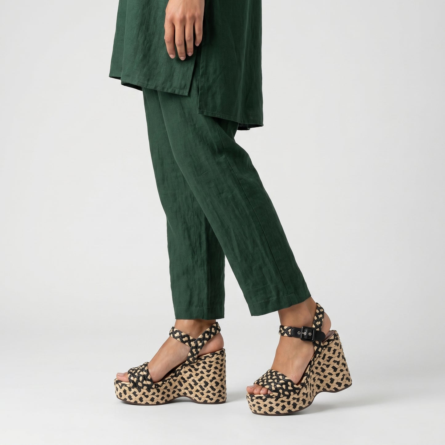 Woven Platform Ankle Strap Sandals