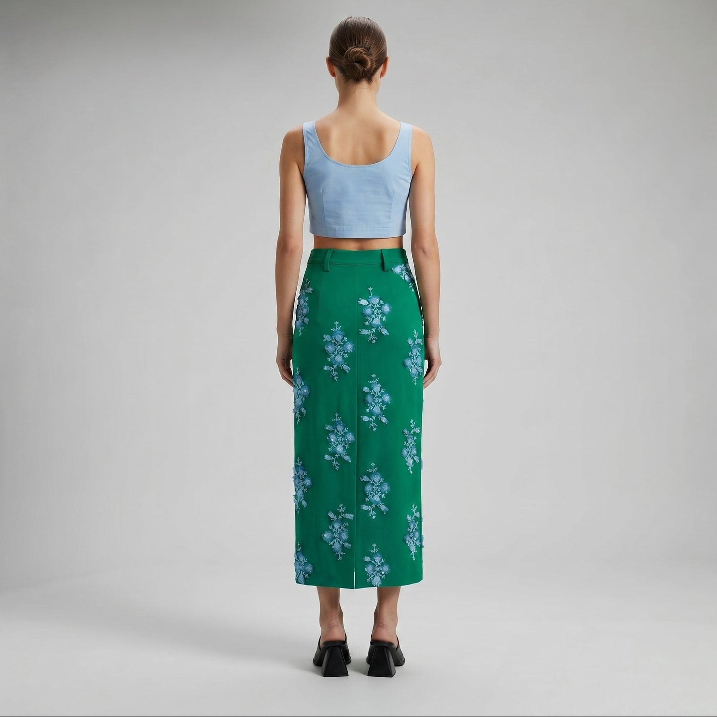 Embellished Floral Midi Skirt