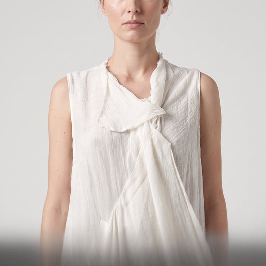Draped Sleeveless Linen Tunic