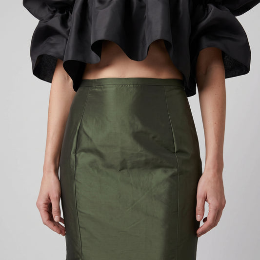 Olive Mermaid Silhouette Skirt