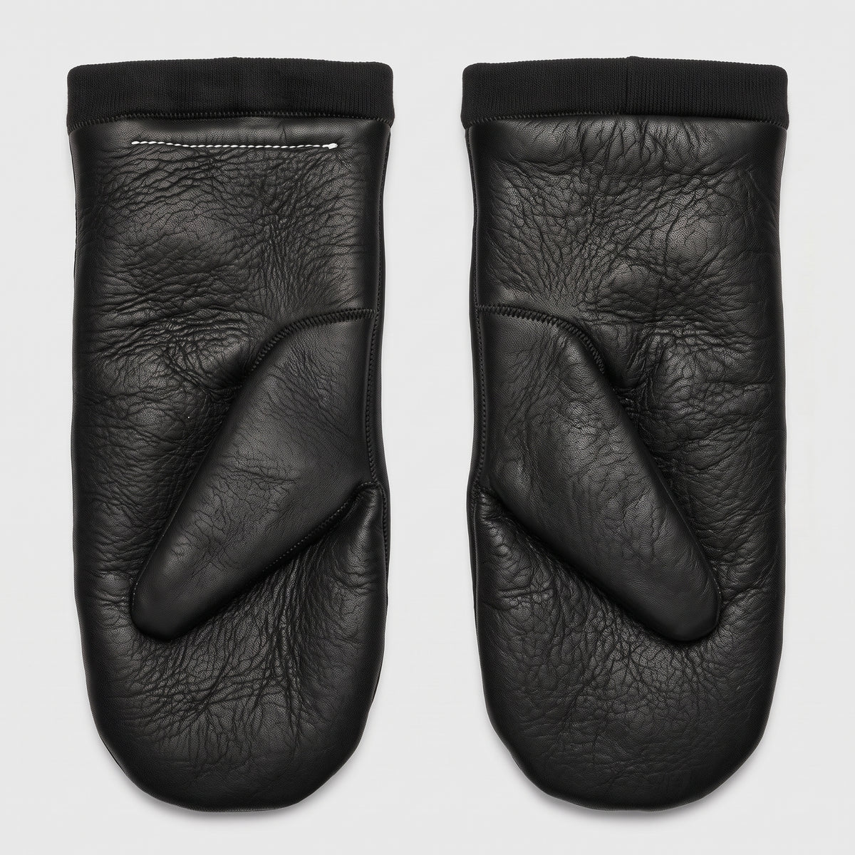 Minimalist Black Leather Mittens
