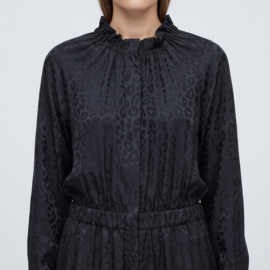 Elegant Black Jacquard Jumpsuit