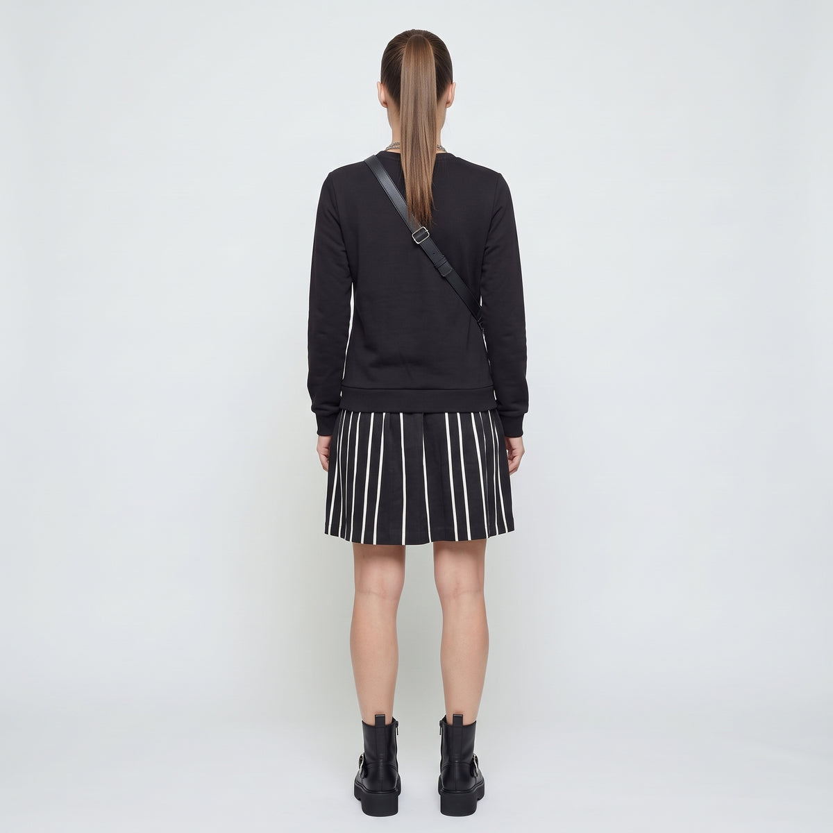 Pleated Hem Cotton Sweatshirt Dress