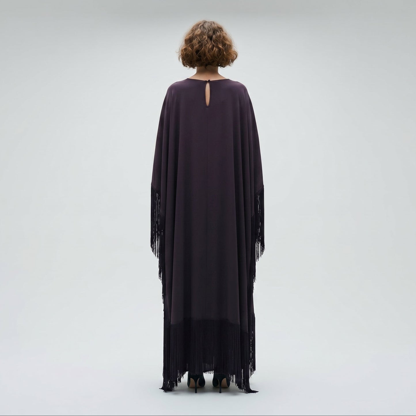 Fringed Dark Purple Kaftan Dress