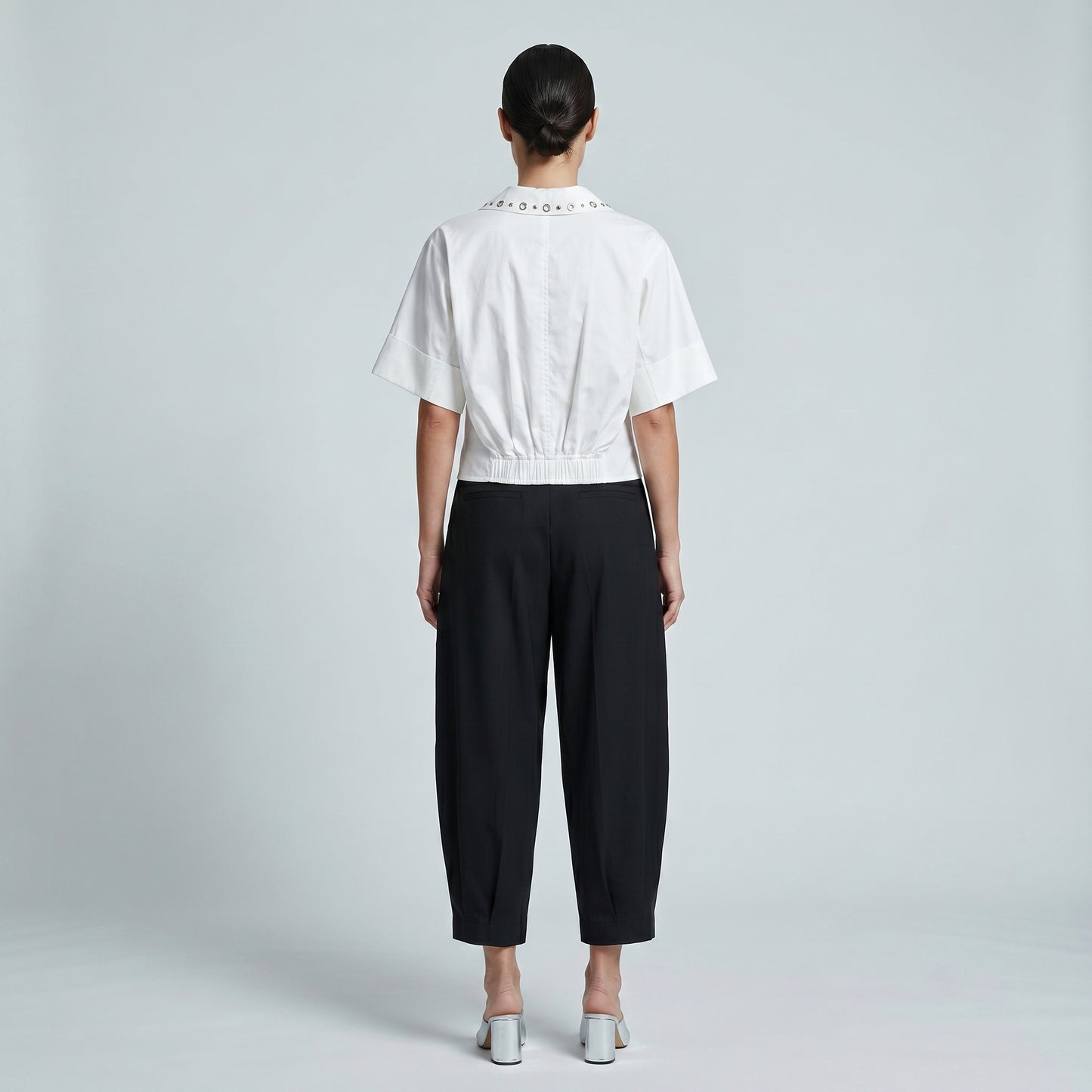 Studded Collar Short Sleeve Shirt