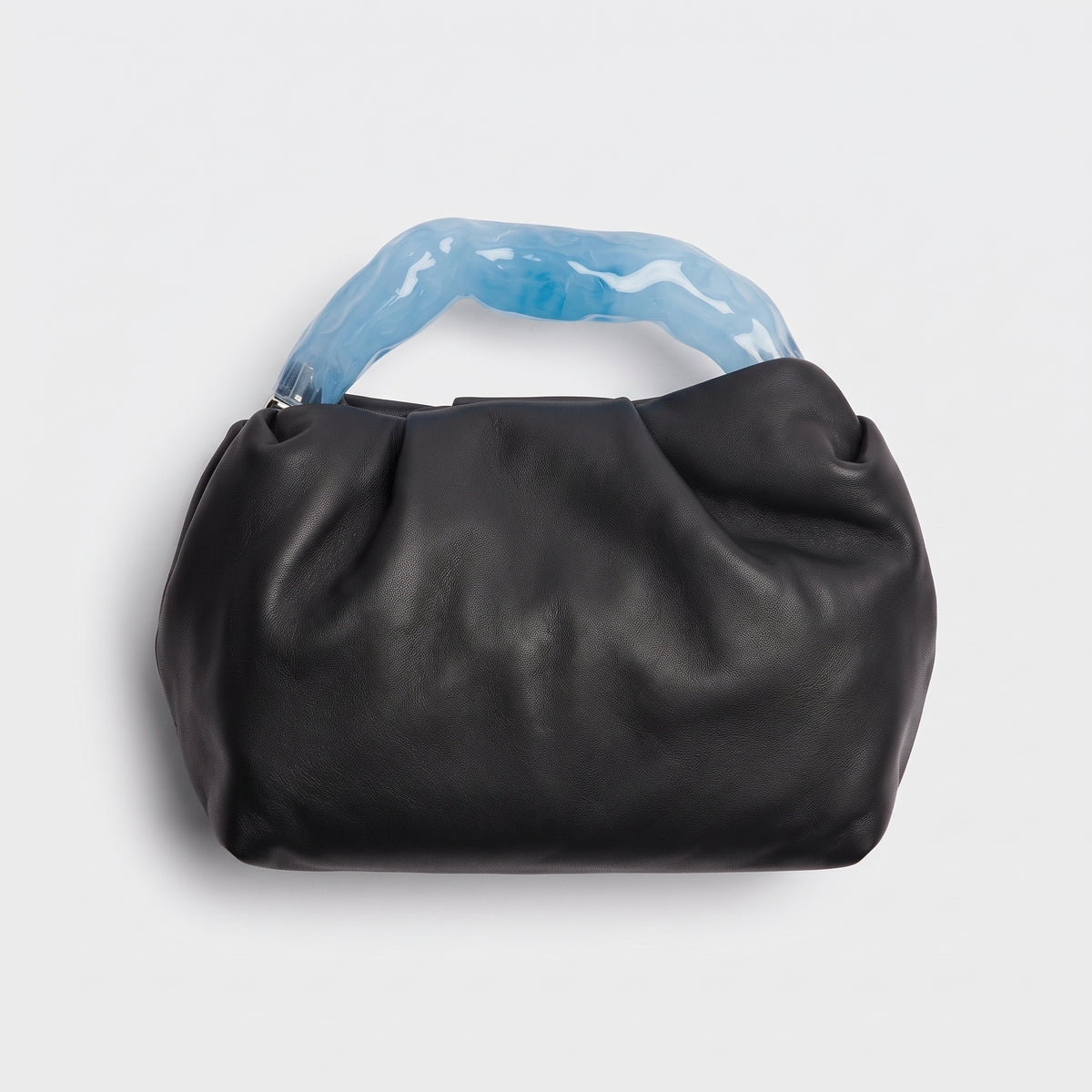 Sculptural Leather Handle Clutch