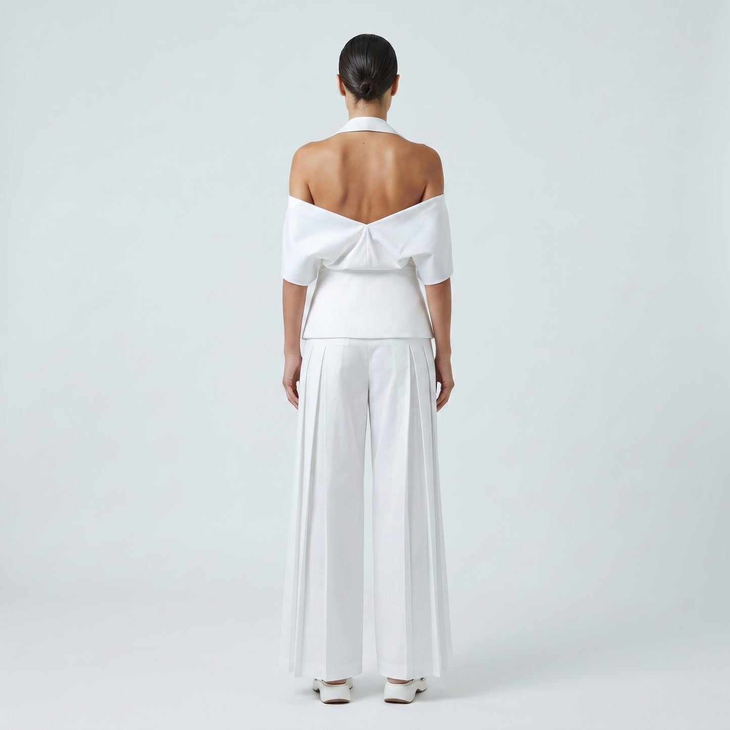 Sculptural Halter Cotton Blouse