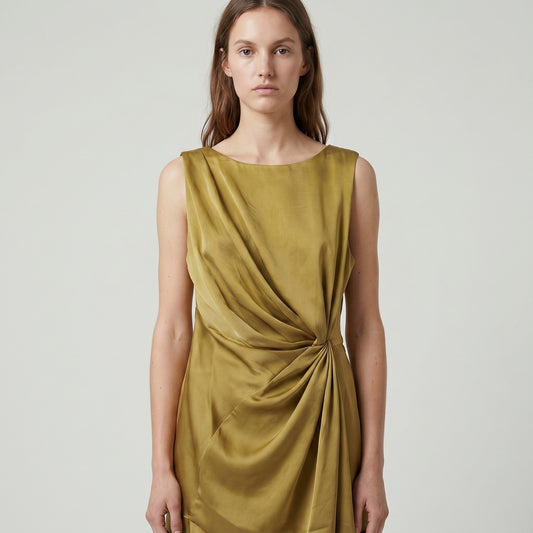Draped Sleeveless Satin Top