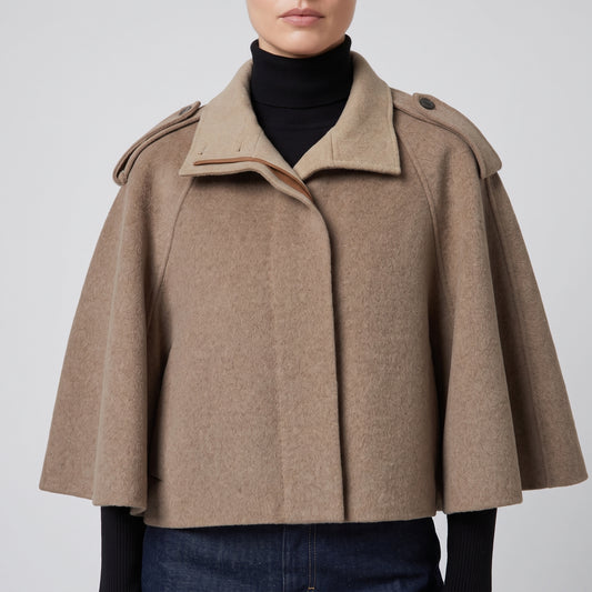 Tailored Wool Blend Cape Jacket