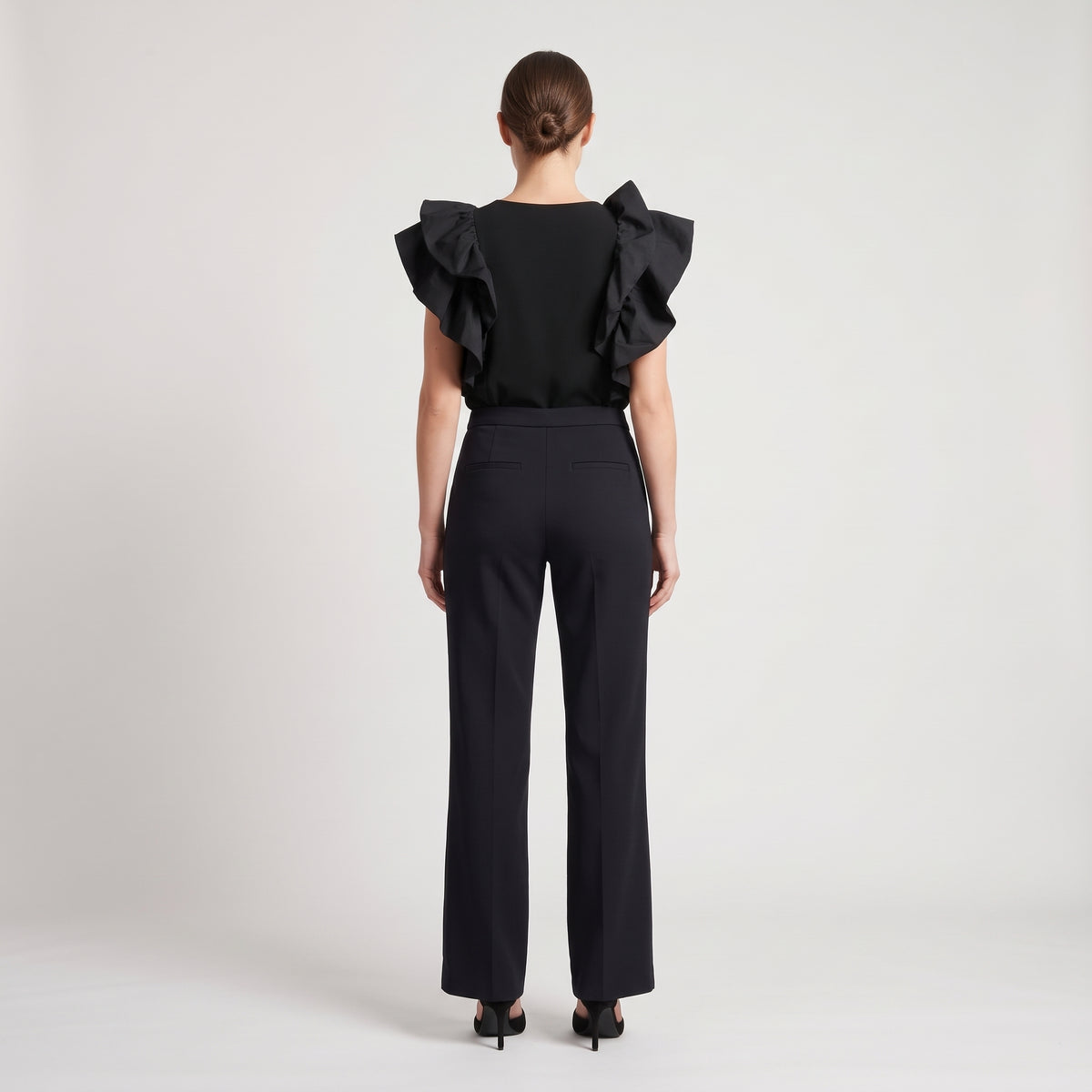 Tailored Black Straight Trousers
