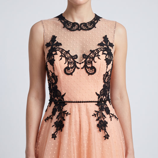 Embroidered Tulle Midi Dress