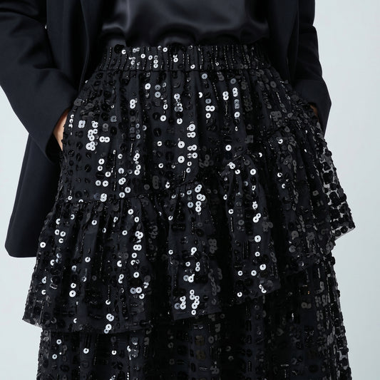 Shimmering Sequin Tiered Skirt