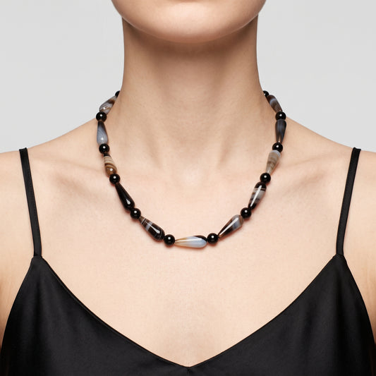 Beaded Agate Statement Necklace