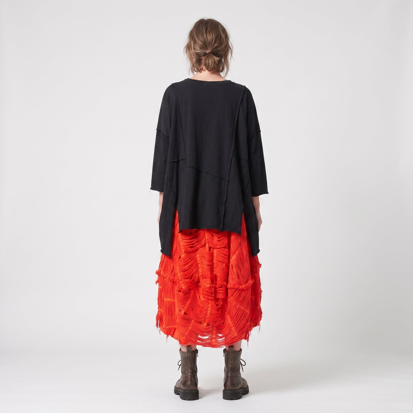 Textured Fringe Midi Skirt