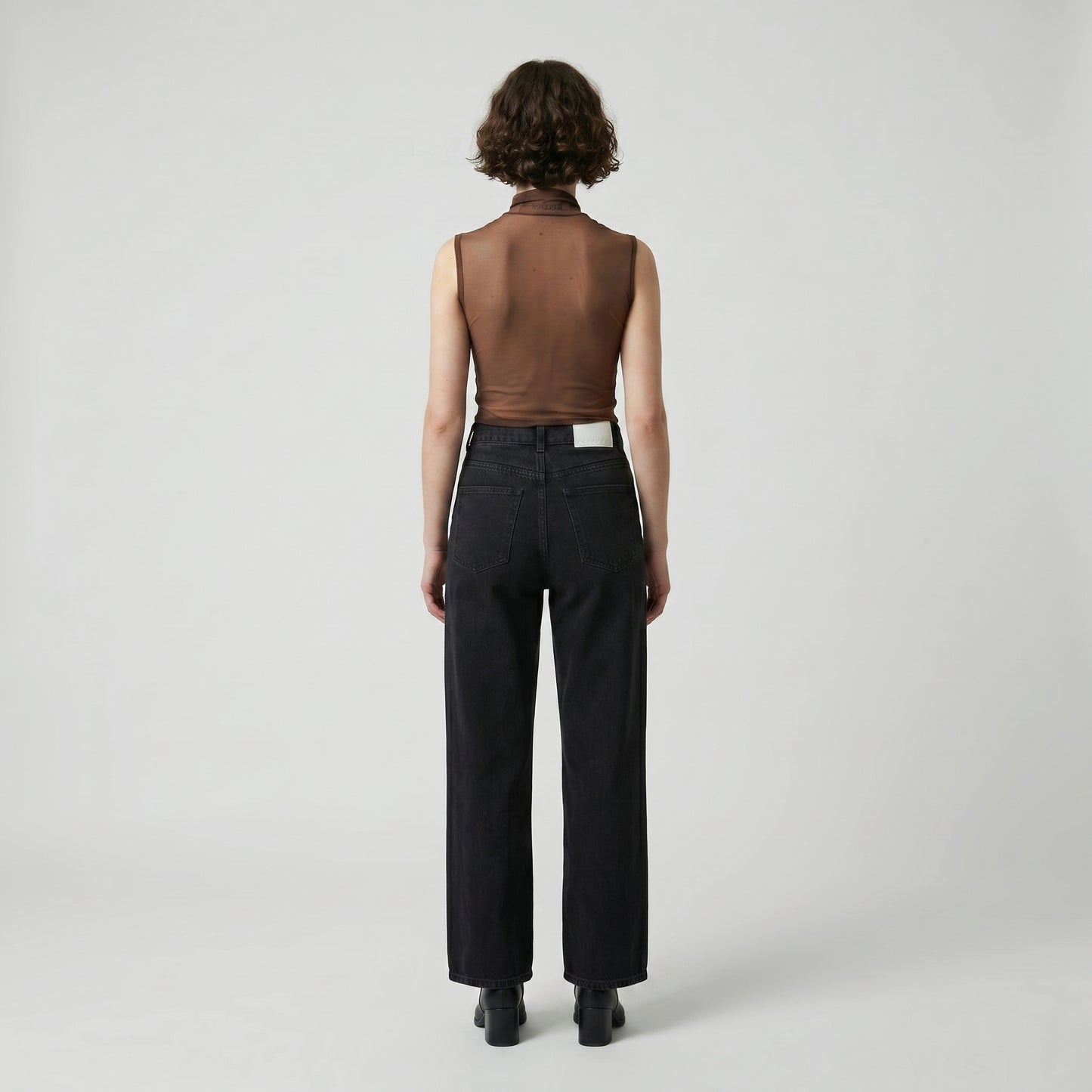 Sleeveless Sheer Mock Neck Top