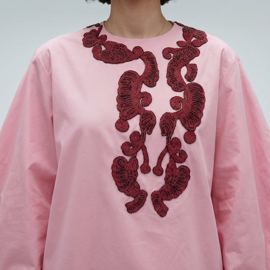 Embroidered Pink Cotton Blouse