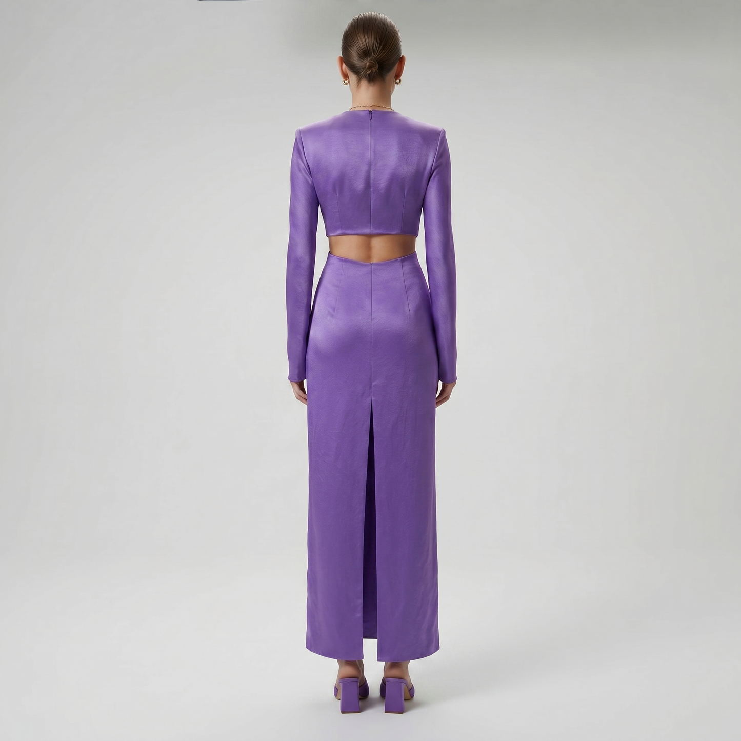 Satin Cutout Midi Dress