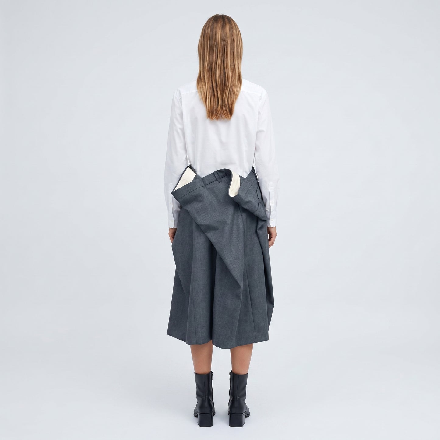 Tailored Charcoal Wrap Skirt