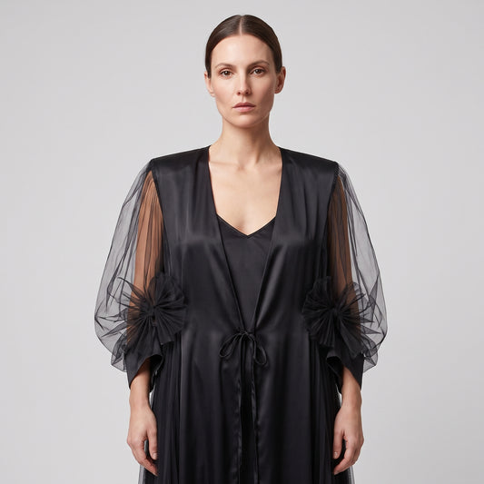 Pleated Tulle Sheer Overlay