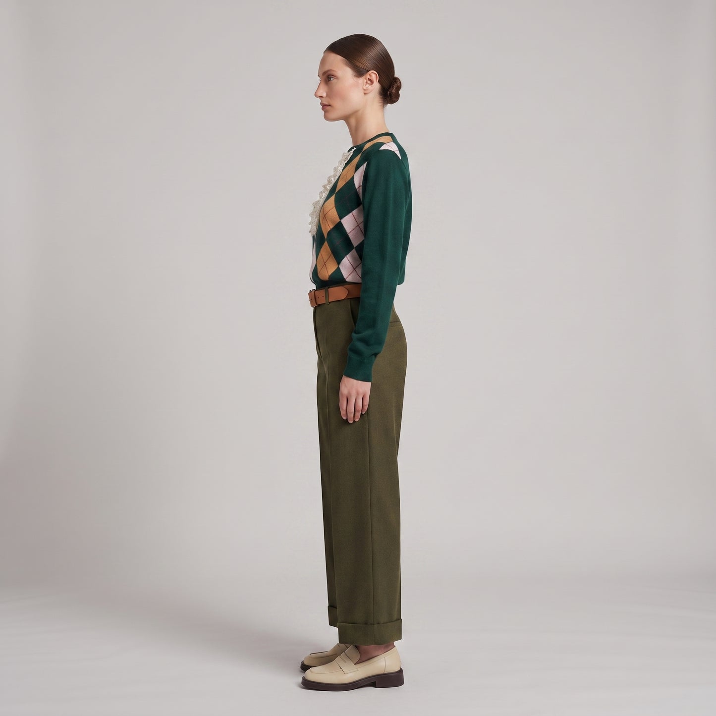 Argyle Knit With Lace Detail