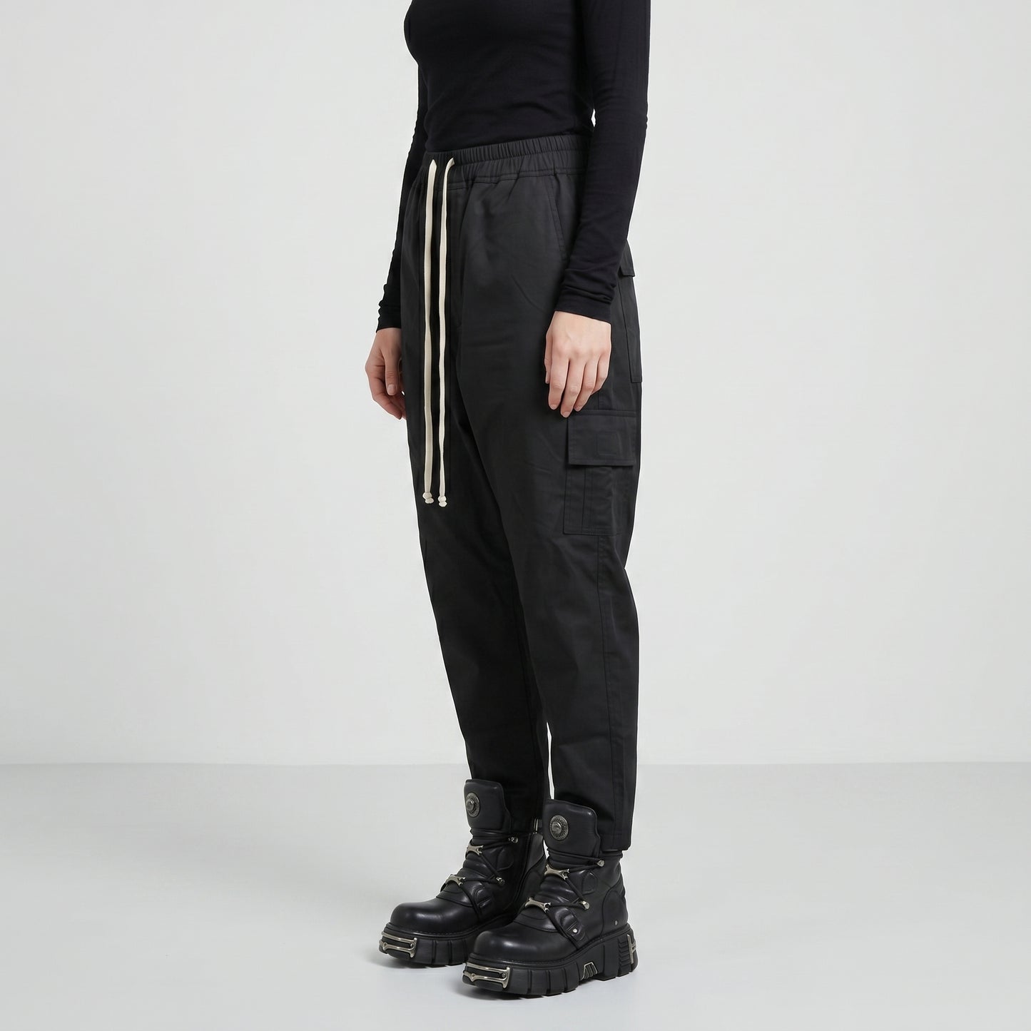 Minimalist Black Drawstring Trousers
