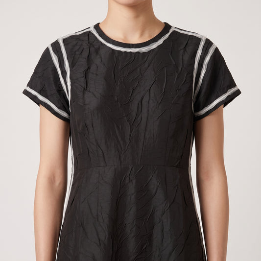 Embroidered Contrast Trim Midi Dress