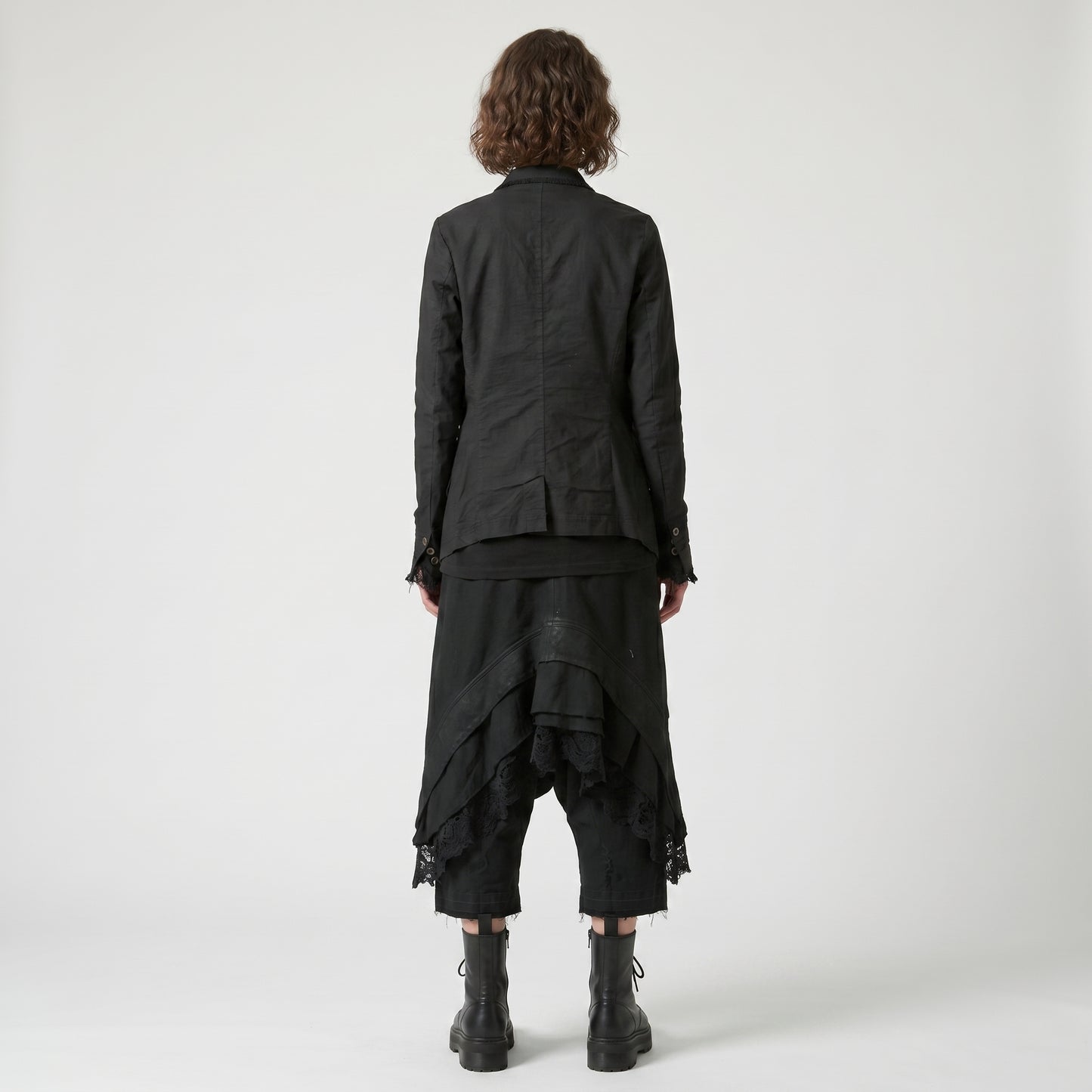 Black Ruffled Lace Trim Jacket