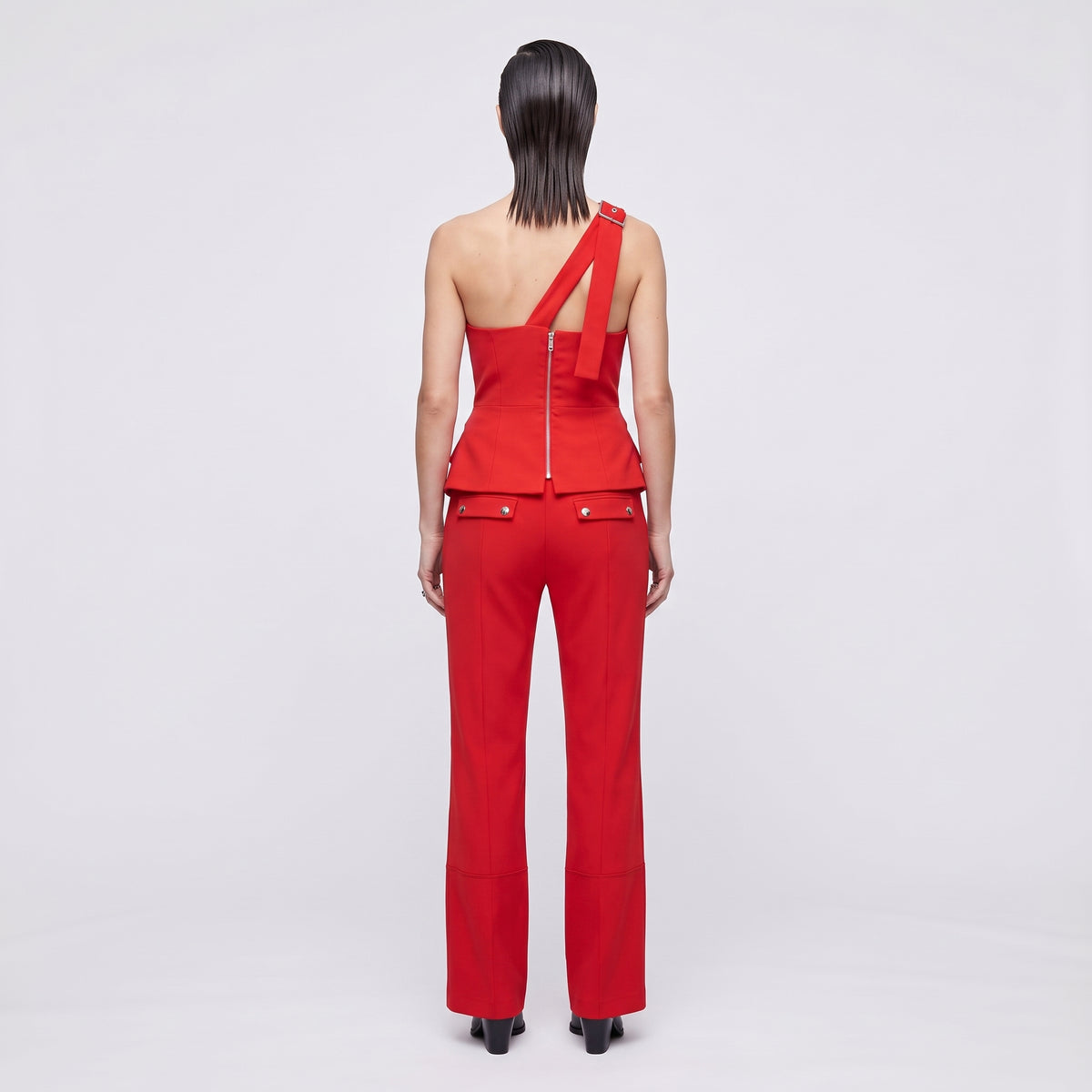 One-Shoulder Peplum Tailored Jumpsuit