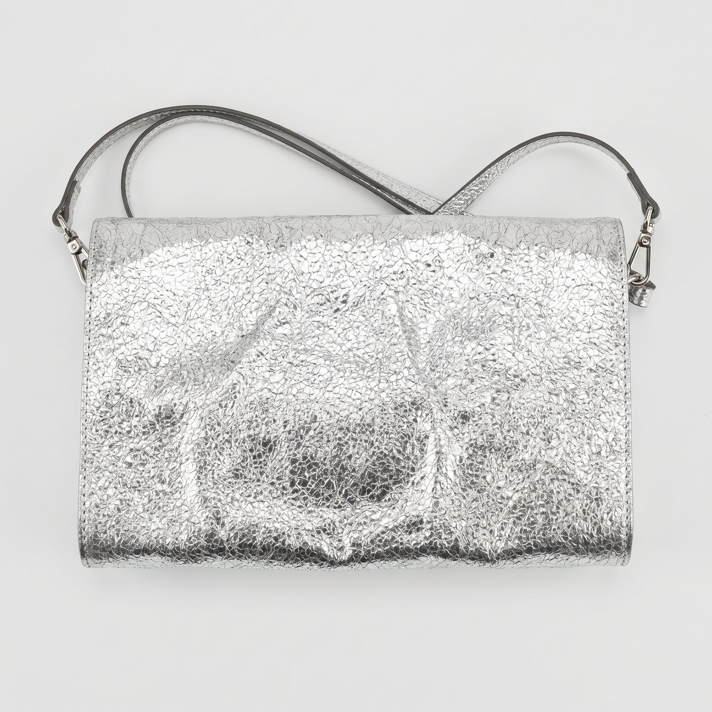 Metallic Crinkled Leather Clutch