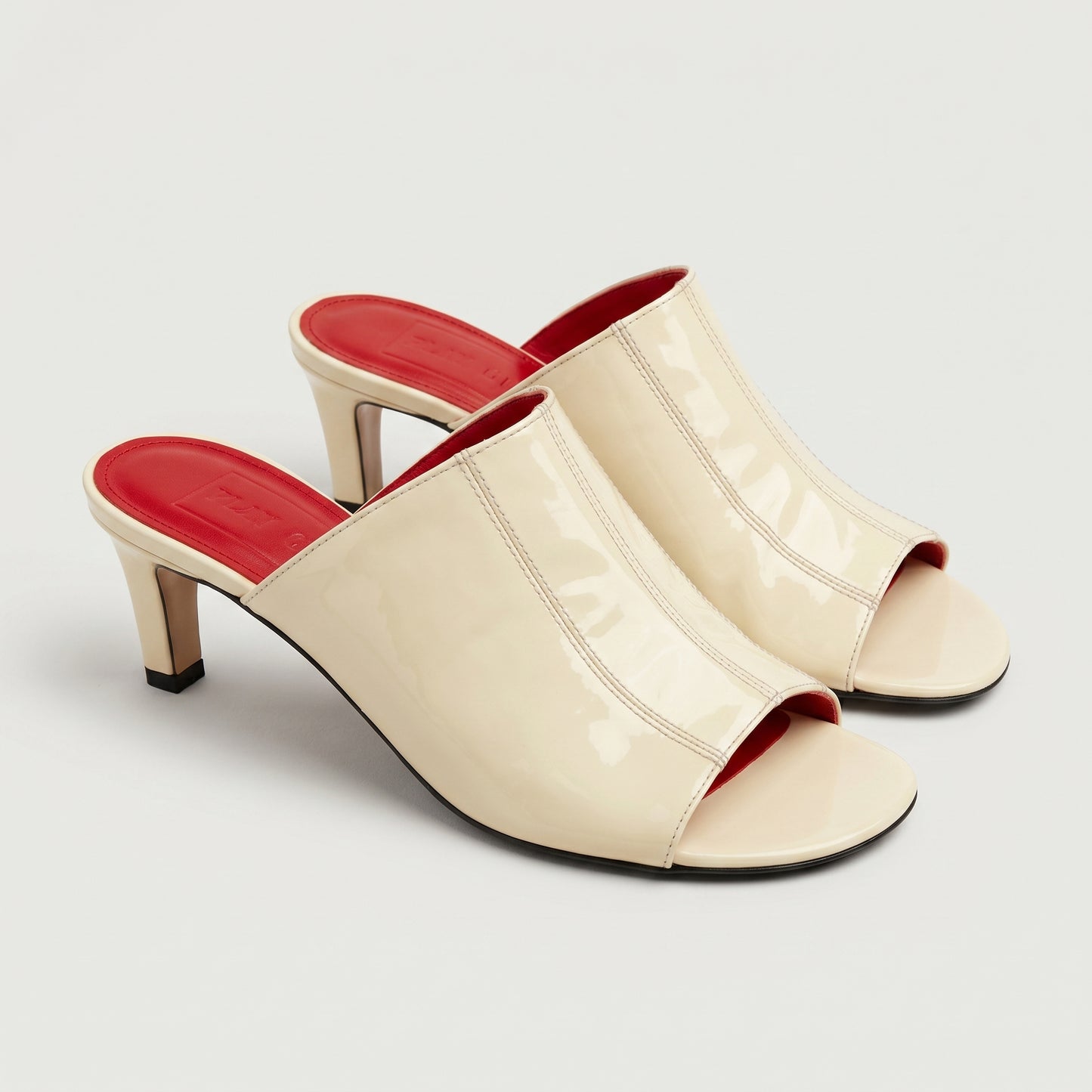 Patent Leather Peep-Toe Mules