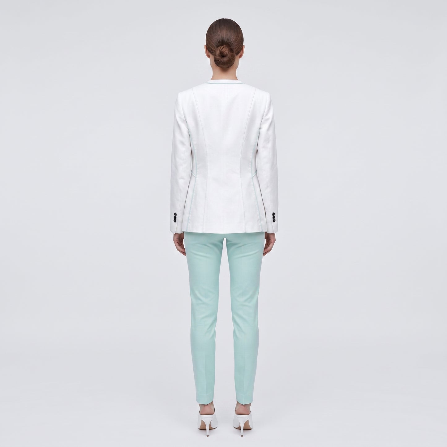 Tailored White Contrast Stitch Blazer