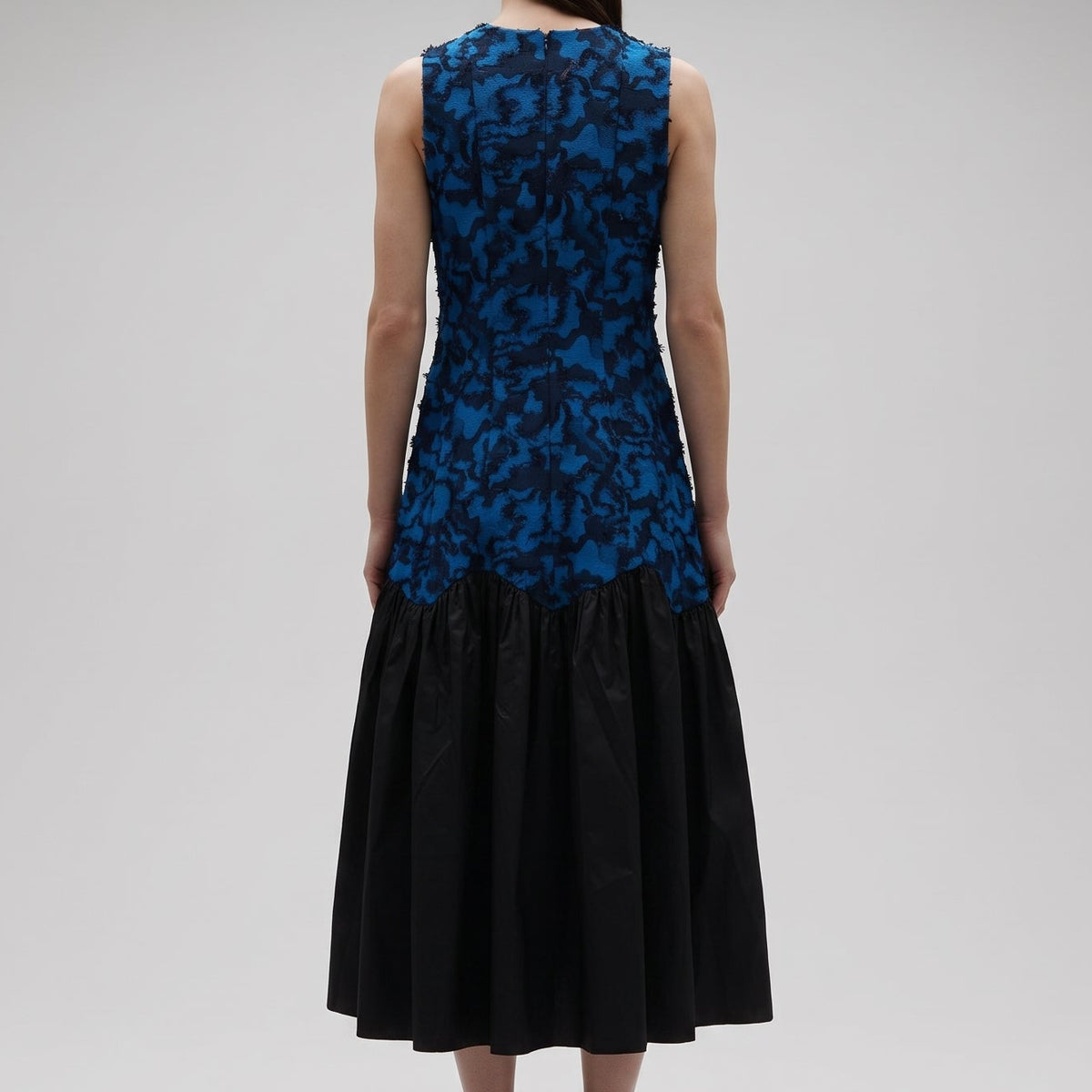 Textured Panel Fit-and-Flare Dress