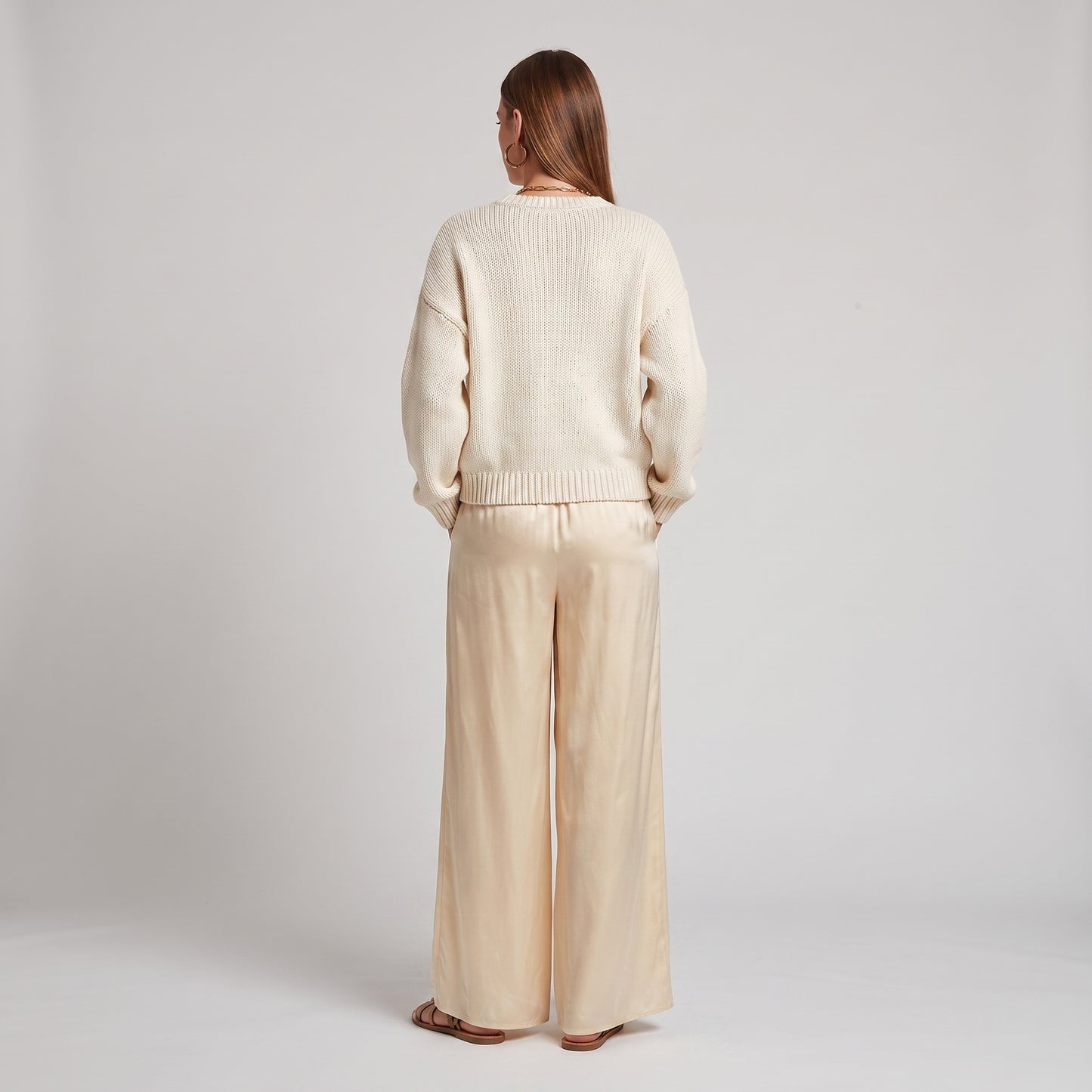 Silk Satin Wide-Leg Trousers