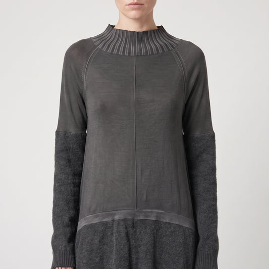 Textured Panel Long Knit Sweater