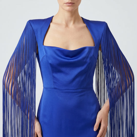Fringe Sleeve long Dress