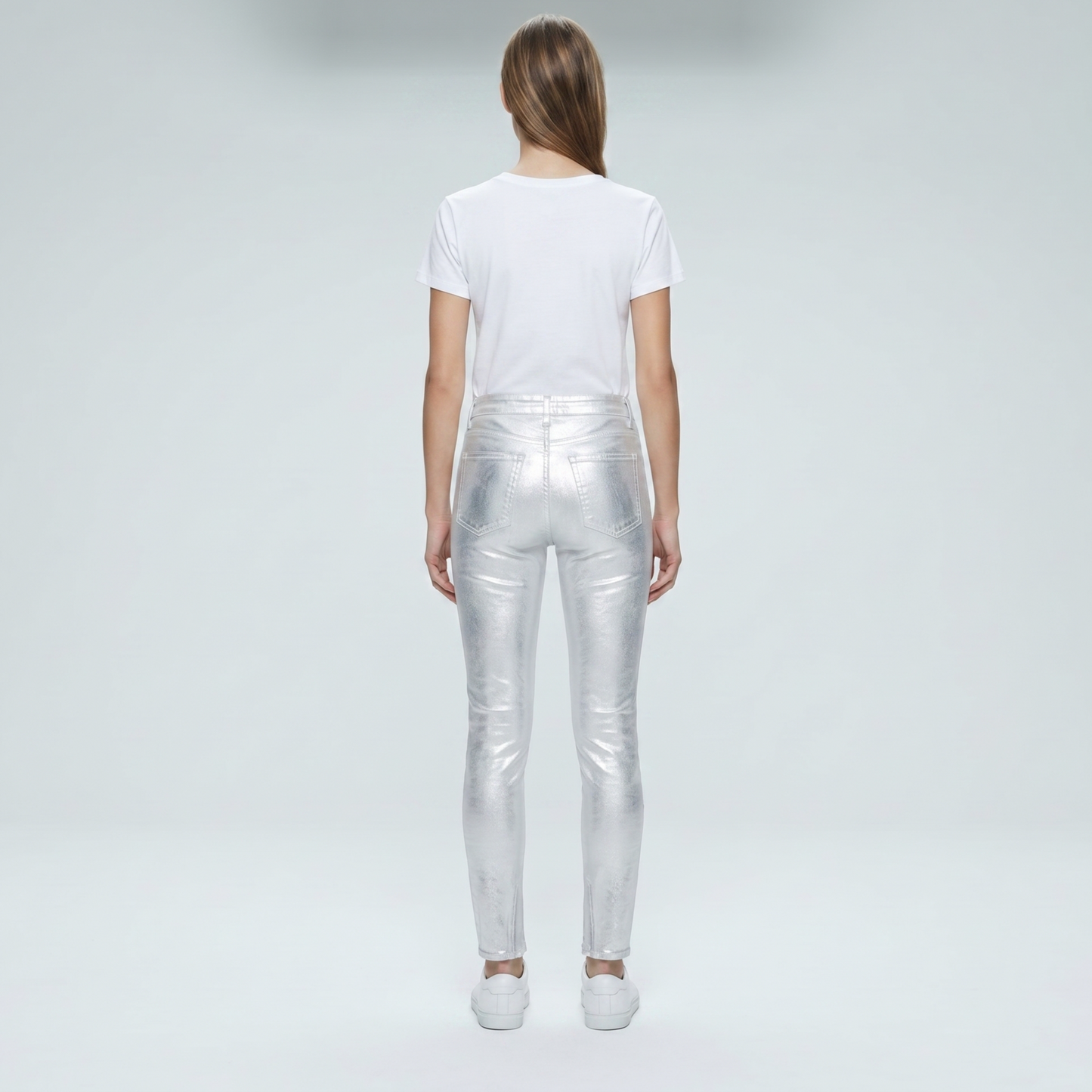 Metallic High-Rise Skinny Jeans