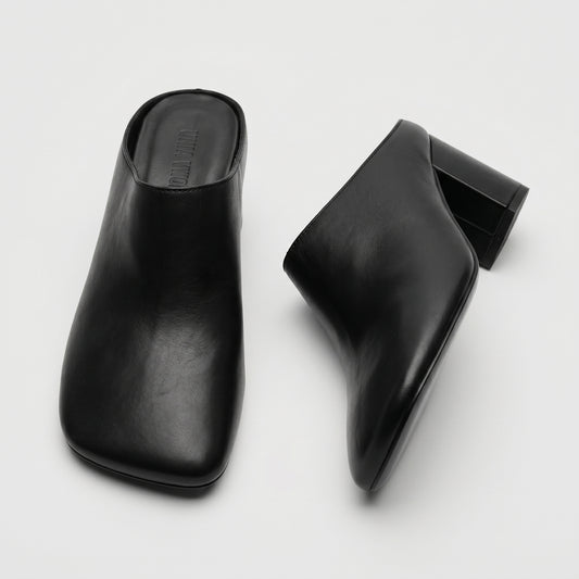 Sculptural Leather Block Mule