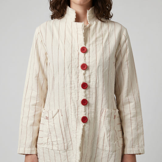 Striped Linen Button-Down Jacket