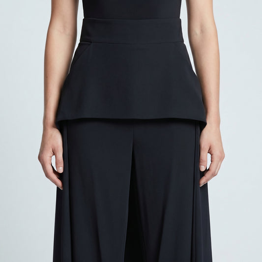 Draped Peplum Wide Leg Trousers