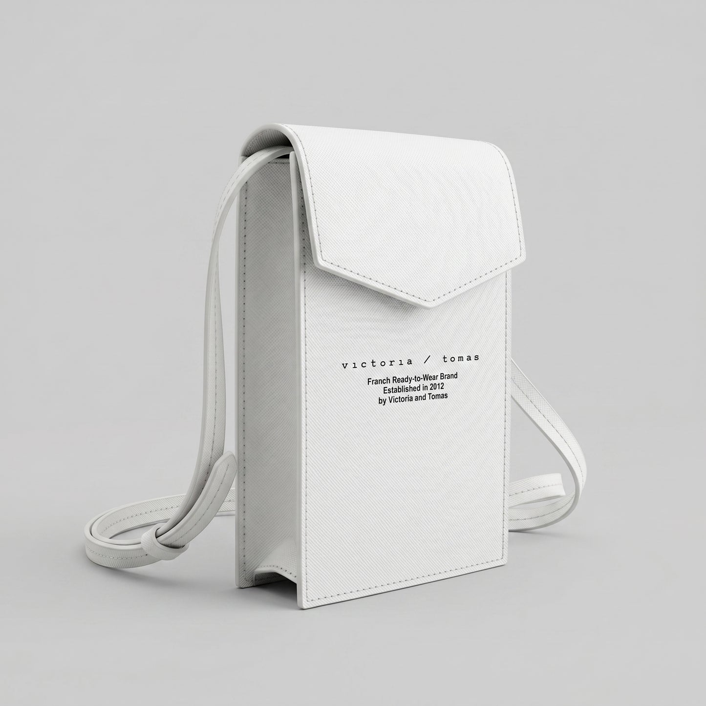 Minimalist White Leather Phone Pouch