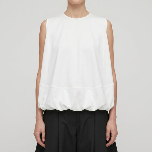 Sleeveless Balloon Hem Cotton Top
