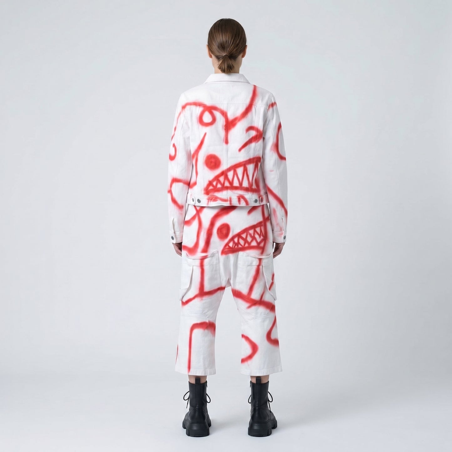 Spray Paint Drop Crotch Trousers