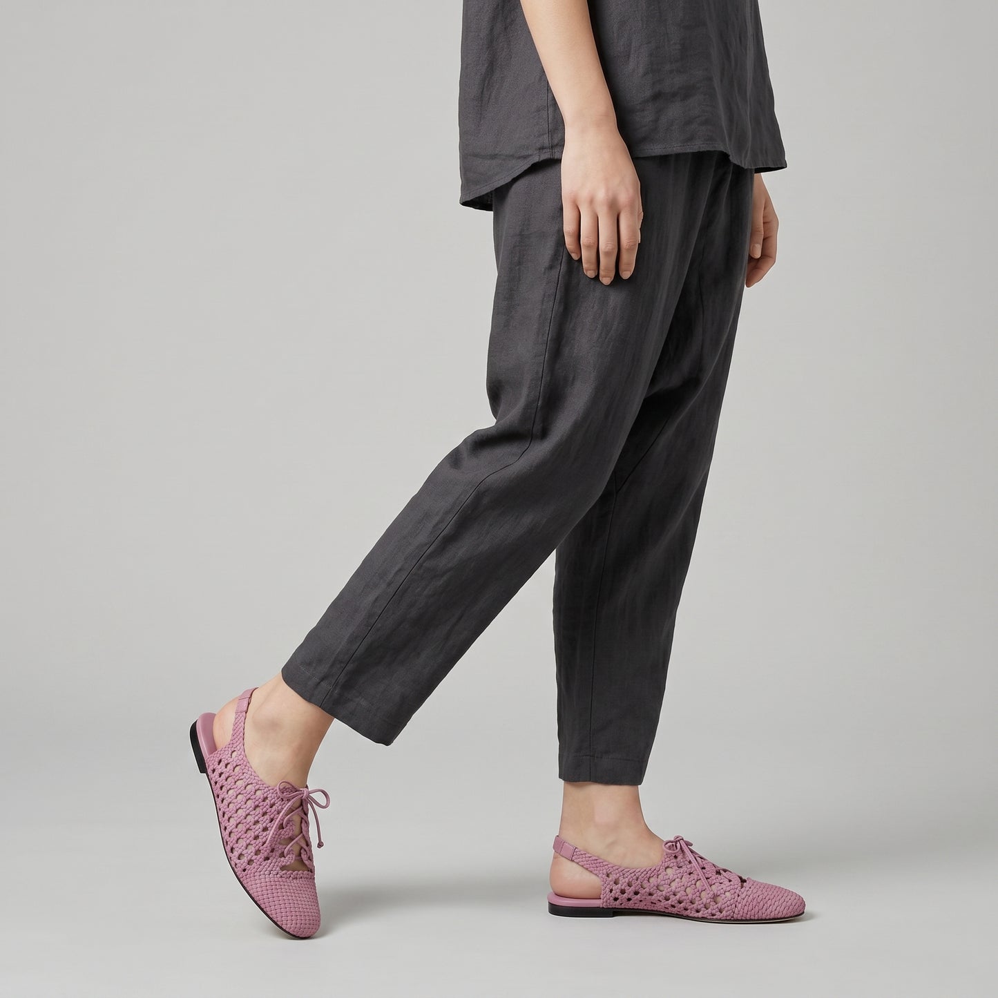Woven Leather Slingback Ballet Flats