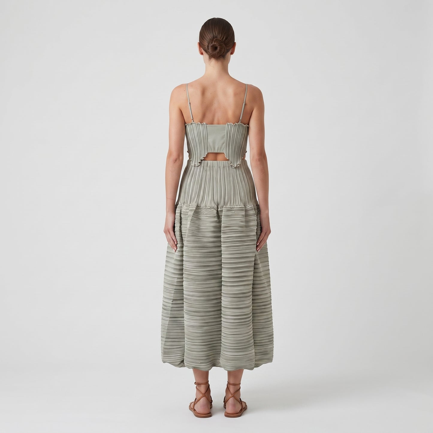 Pleated High-Waisted Midi Skirt